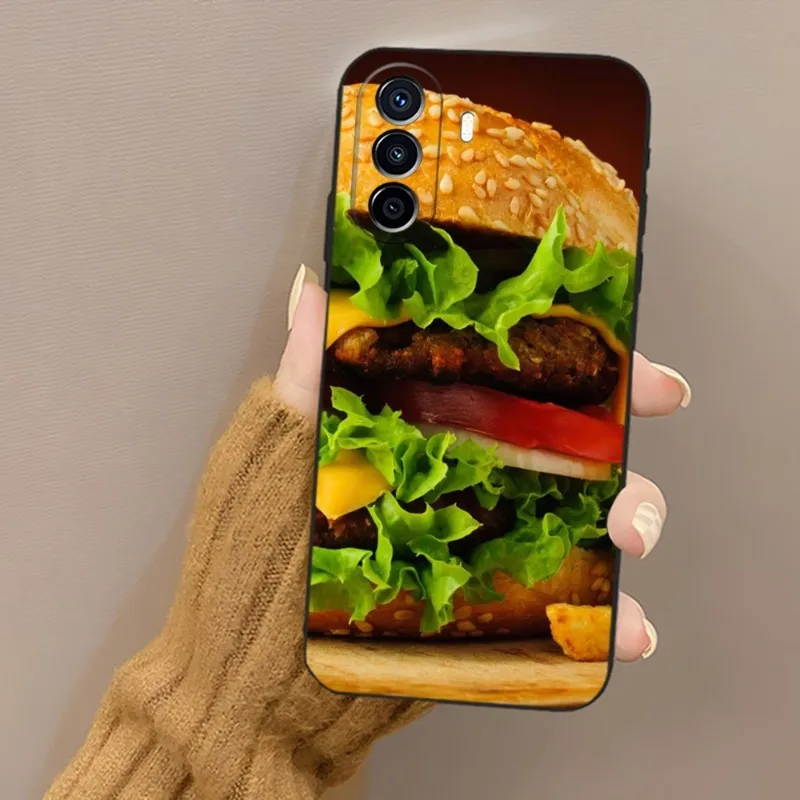 French Fries Burger Phone Case Funda For Huawei P30 P40 P50 P10 P20 Lite Mate 40 Pro Plus Psmart Z 6 7 5 Back Cover