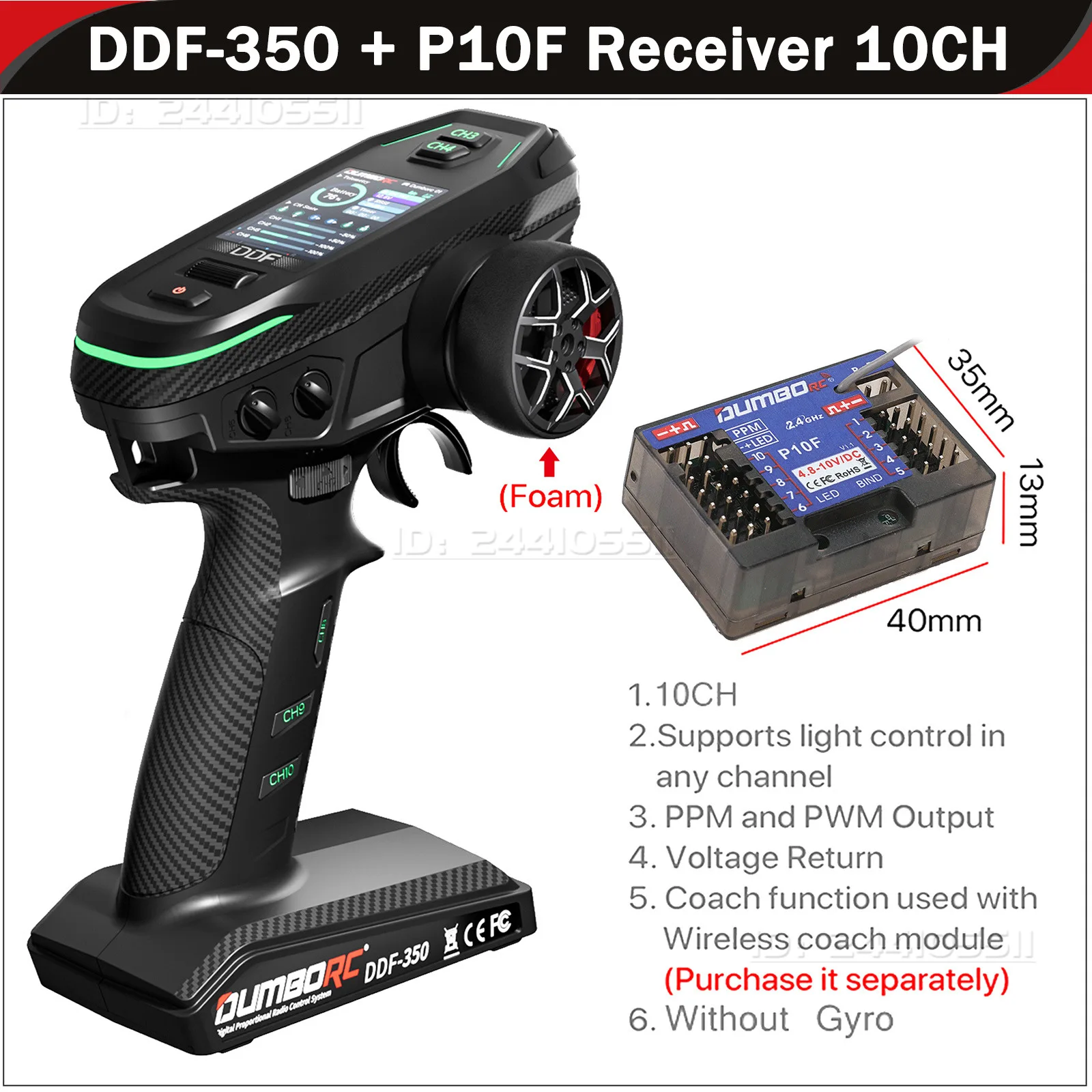 DUMBORC DDF-350 10CH RC Afstandsbediening 2.4G Digitale Radio Zender Gyro Ontvanger voor Drift Auto Tank Boot Robot Speelgoed Wltoy
