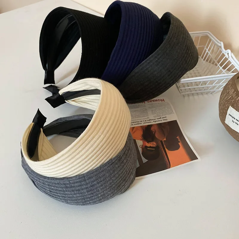 Einfarbiges Breites Stirnband mit Streifenmuster, Französischer Stil, Elegantes Haaraccessoire, Beliebter Internet-Celebrity-Look – Detail 16