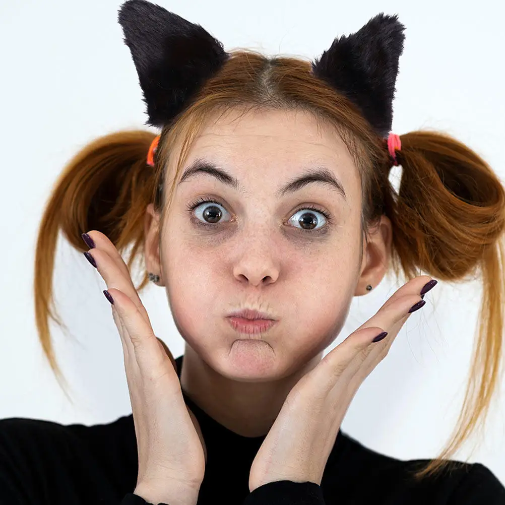 

2 пары заколок для волос в виде кошачьих ушек, милые ушки животных, аксессуары для волос для Хэллоуина, косплея, костюмированных вечеринок, заколка-уши кошки