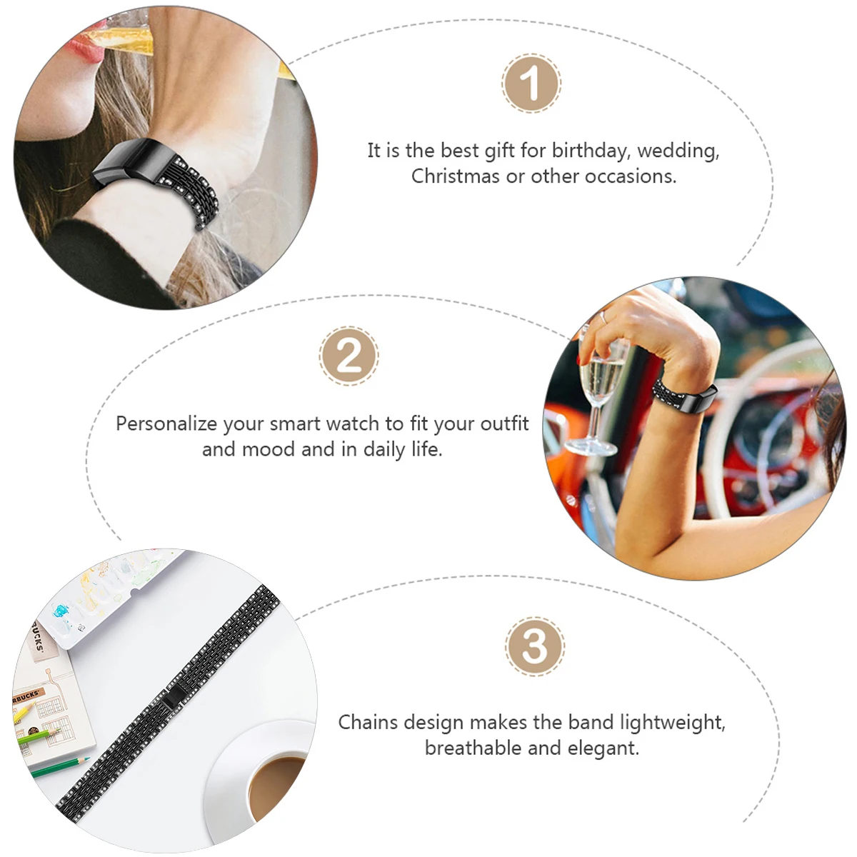 

Strap Wrist Band Eplacement Watchband Metal for Alloy Fashion Replacement Bracelet