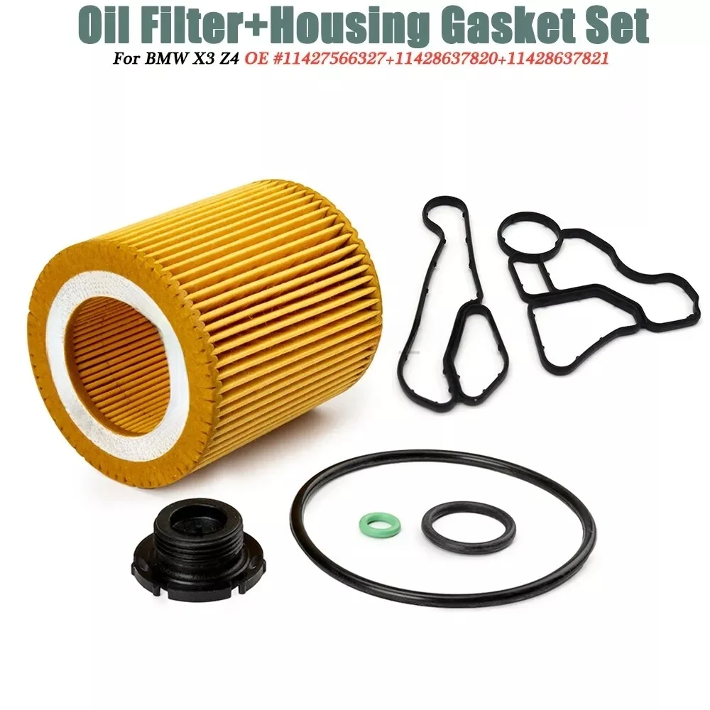 11427566327, 11428637820, 11428637821 Oil Filter+Housing Gasket & Cooler Seal Set for BMW X1 X3 X5 N26 N52 N54 N56