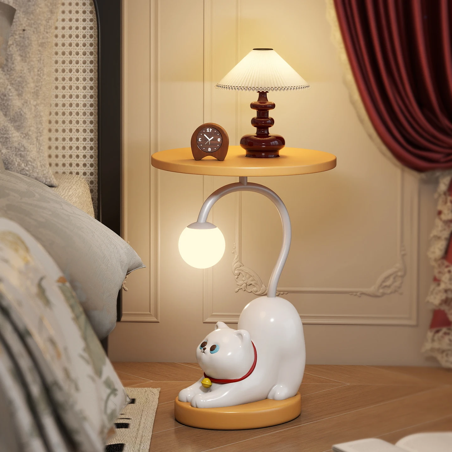 Kawaii Room Decor Cartoon Cat Statue Coffee Table Creative Bedroom Small Side Table Nordic Furniture Living Room Storage Rack
