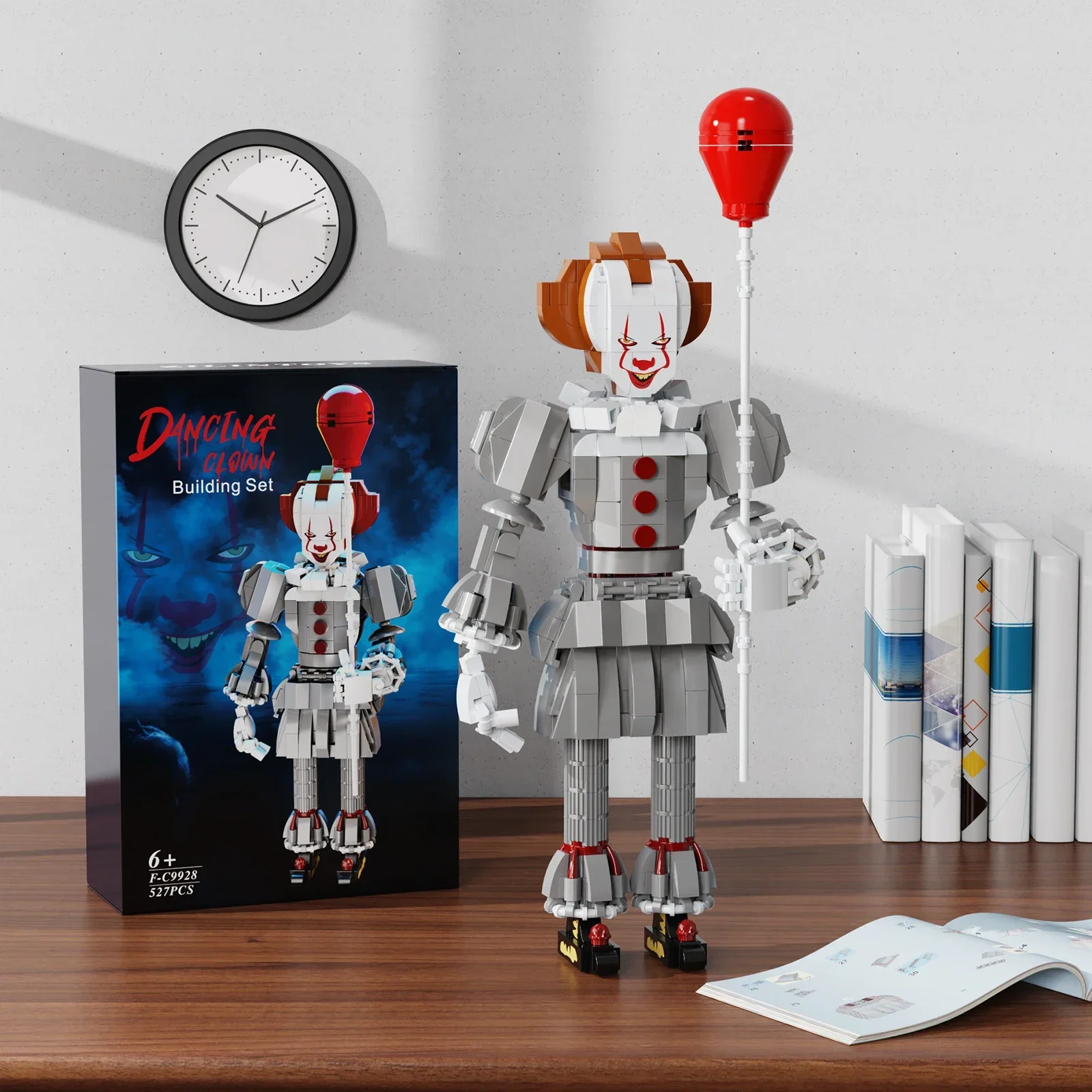 Moc Stephen King's It Figura de filme Pennywises Conjunto de blocos de construção Boneca Terror Presentes de Halloween para crianças (525 peças)