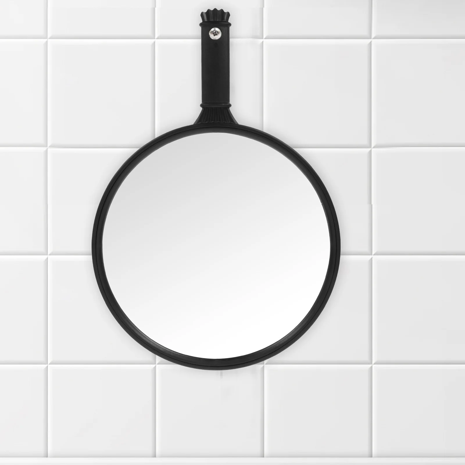 Handheld Makeup Mirror Round Hanging Mirror Clear Surface Barber Salon Portable Makeup Tool