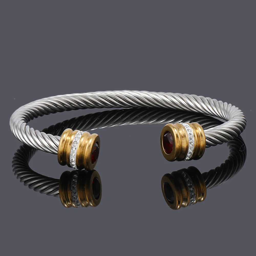 Luxury Stainless Steel Crystal Cuff Man Bracelet For Women Jewellery Valentines Day Gift