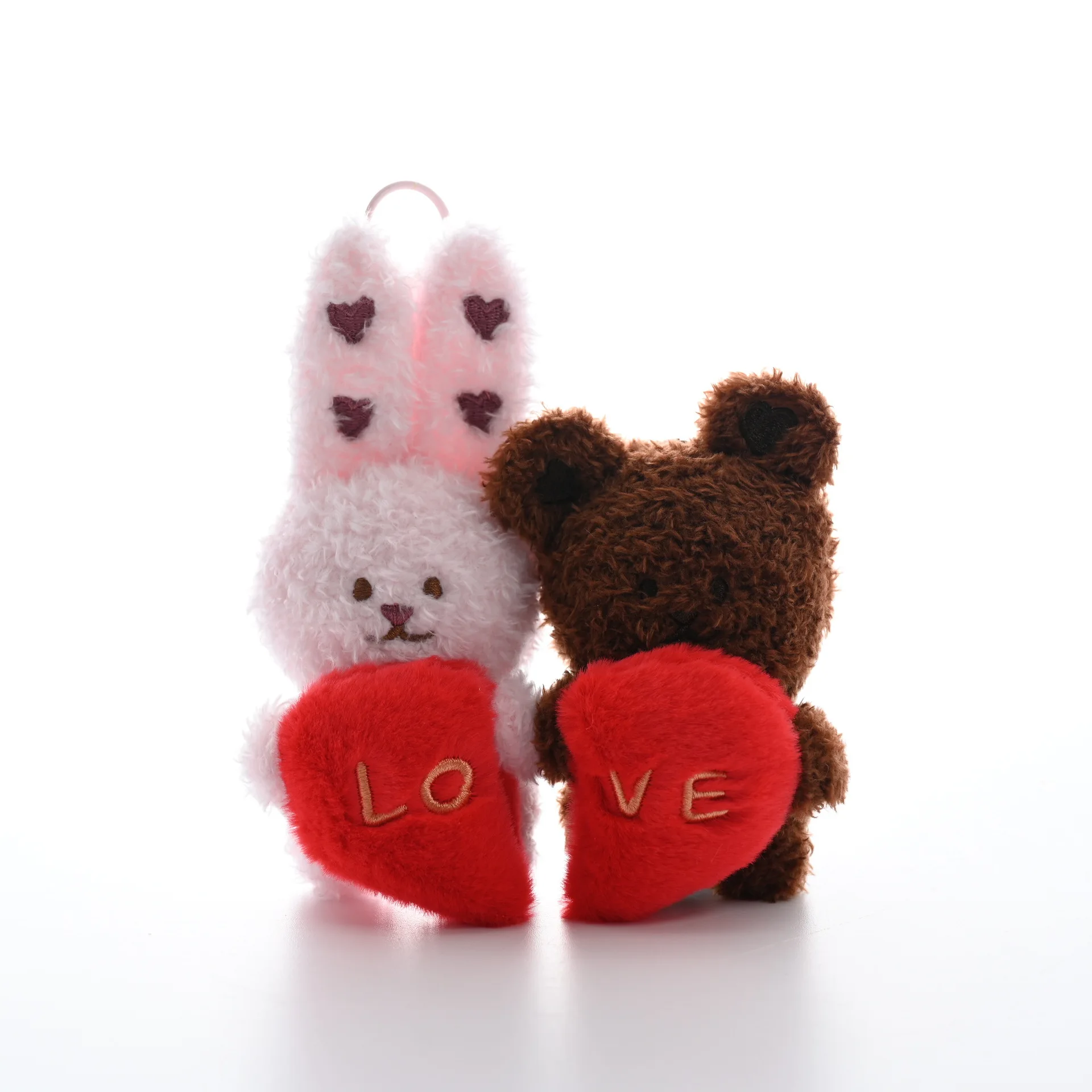 1 زوج المعطرة زوجين الحيوان أفخم دمية لعبة قلادة المفاتيح الكرتون الدب الأرنب ظهره ديكور قلادة المفاتيح زوجين هدية