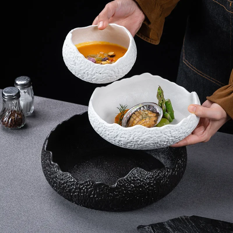 Ceramic Dinner Plate Restaurant Thick Soup Salad Bowl Pasta Bowl Snack Plate Dessert  Sashime Display Plate Ceramic Tableware