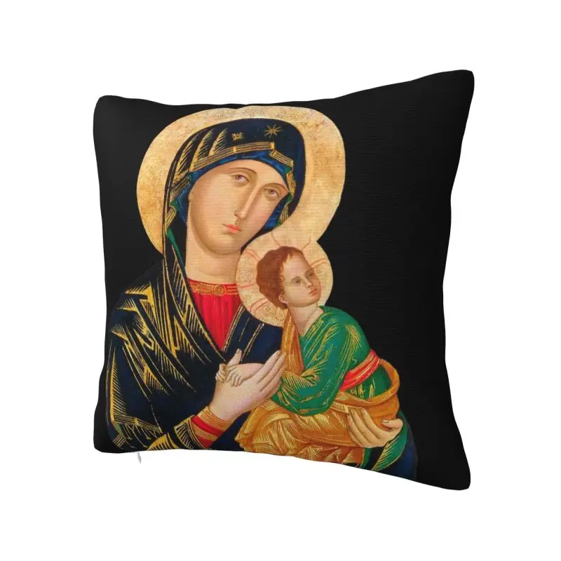 Our Lady Of Perpetual Help Cushion Cover Polyester Catholic Virgin Mary Pillow Case for Car Square Pillowcase Bedroom Decoration