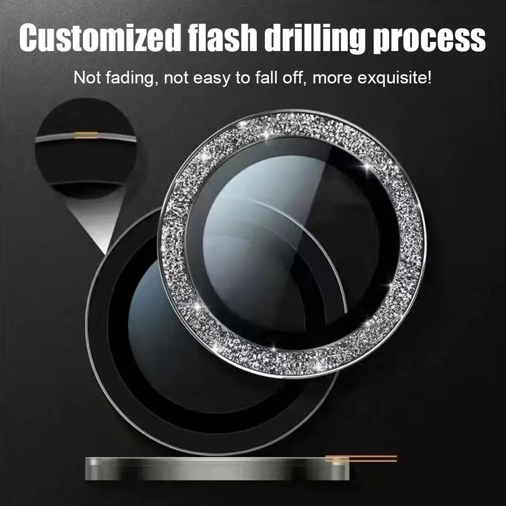 Bling Tiny Diamond Alloy Camera HD Glass Protector Cap for Samsung Galaxy Z Flip 5 Flip5 ZFlip5 Glitter Metal Lens Cover