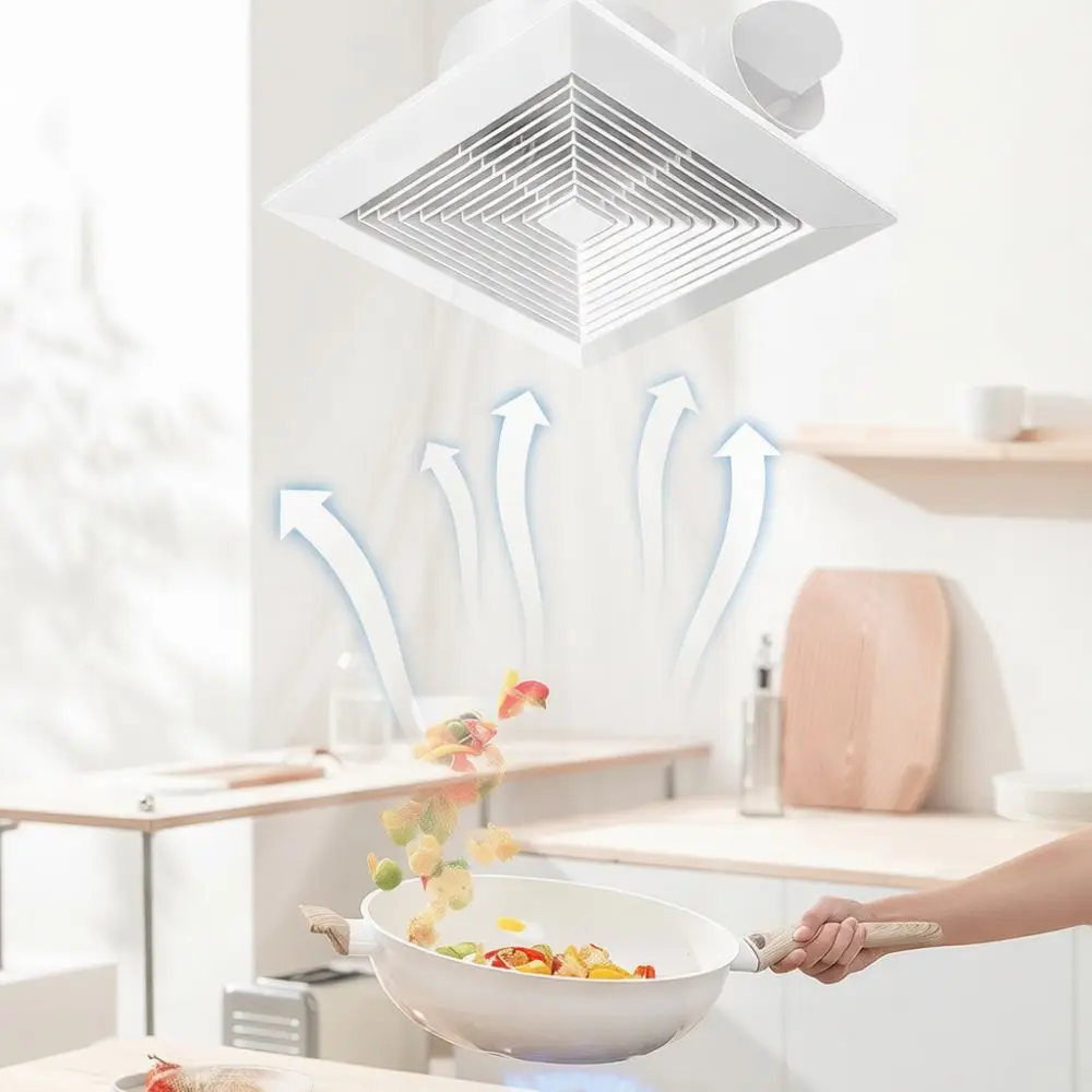 Strong Duct Mounted Exhaust Fan Kitchen Bathroom Integrated Ceiling Ventilation System Quiet Embedded Air Purifier Fan