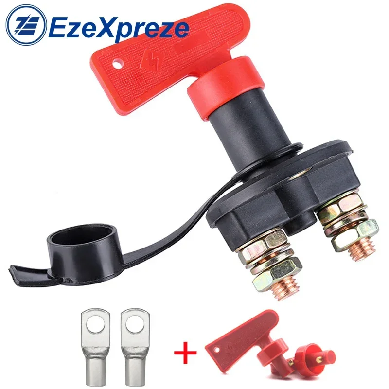 12V 24V Red Key Cut Off Battery Main Kill Switch Vehicle Car Modified Isolator Disconnector Car Power Switch for Auto Truck RV