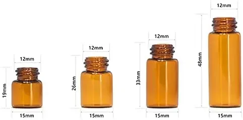 10pcs 3ml 5ml Transparent Amber Small Glass Vials Brown Sample Lab Reagent Container (with screw cap cap, send drip irrigation)