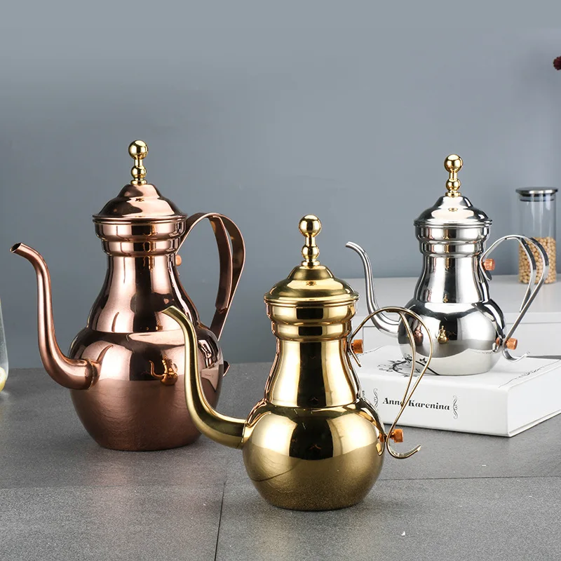 stainless steel flower teapot commercial fine pot hotel long mouth pot hotel tea pot filter restaurant bubble teapot