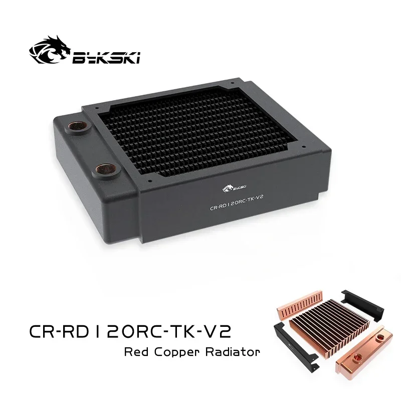 Bykski 40mm Thickness Copper Computer Radiator 120/240/360/480mm, 2 Layers 12 FPI Water Cooling Heatsink For 120mm Fan