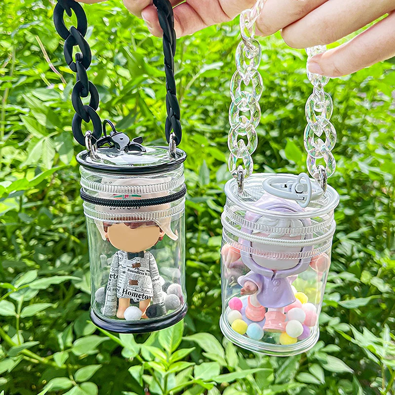 Dustproof Waterproof Toy Storage Pouch Thickened Transparent PVC Doll Mini Storage Bag Clear Wallet Bag Storage Box Pendant