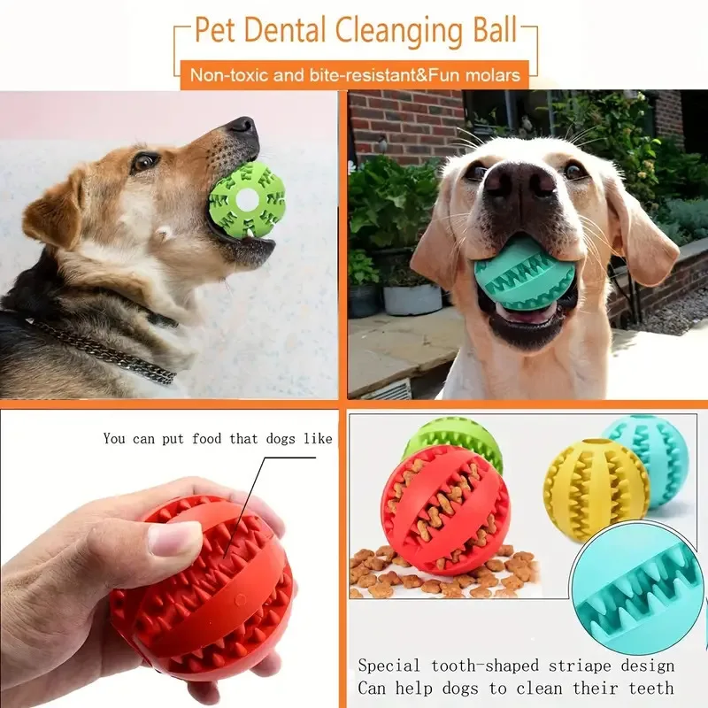 Pelota interactiva elástica para perros pequeños, juguete masticable para cachorros, Limpieza de dientes, Bola de comida de goma, accesorios para