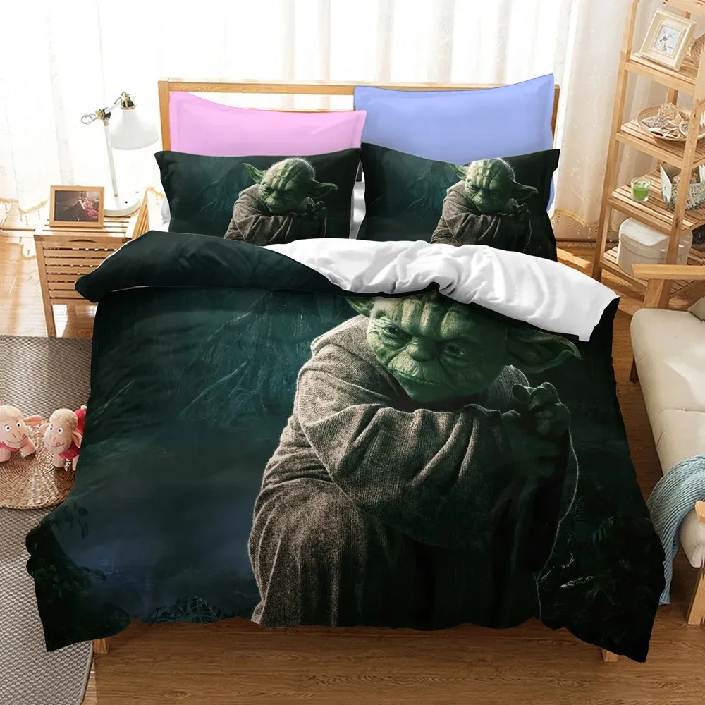 Disney Movies Yoda Bedding Set Grogu Duvet Cover Anime 3D Printing with Pillowcase For Kids Adults For Single Bed Double Bed