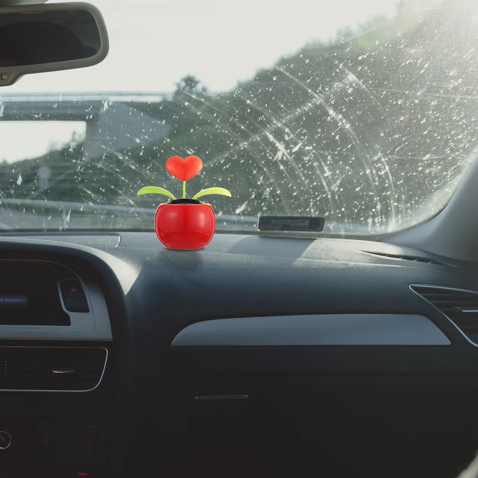 

2pcs Automatic Swing Car Ornaments Solar Energy Decoration Sun Heart Dashboard Plastic Home Office Car Decor ABS Material Summer
