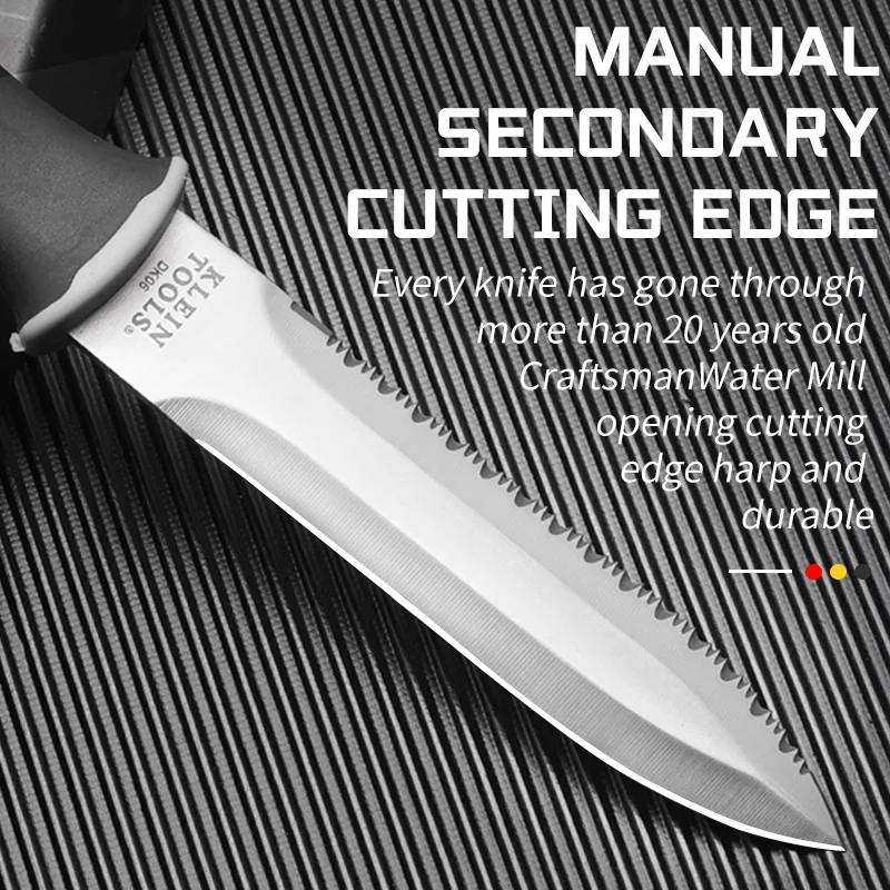 Serrated Fixed Blade Hunting Knife Tactical Camping Military Knife with Sheath Wild Survival Knife EDC Tool for Dad, Husband