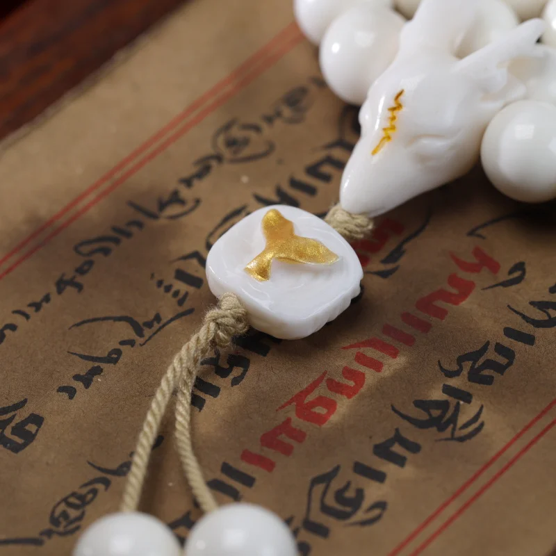 الخرز الأصيل 108 قطعة سوار متعدد الدوائر قلادة قرون منحوتة الغزلان المحملة مصنع الملحقات #4