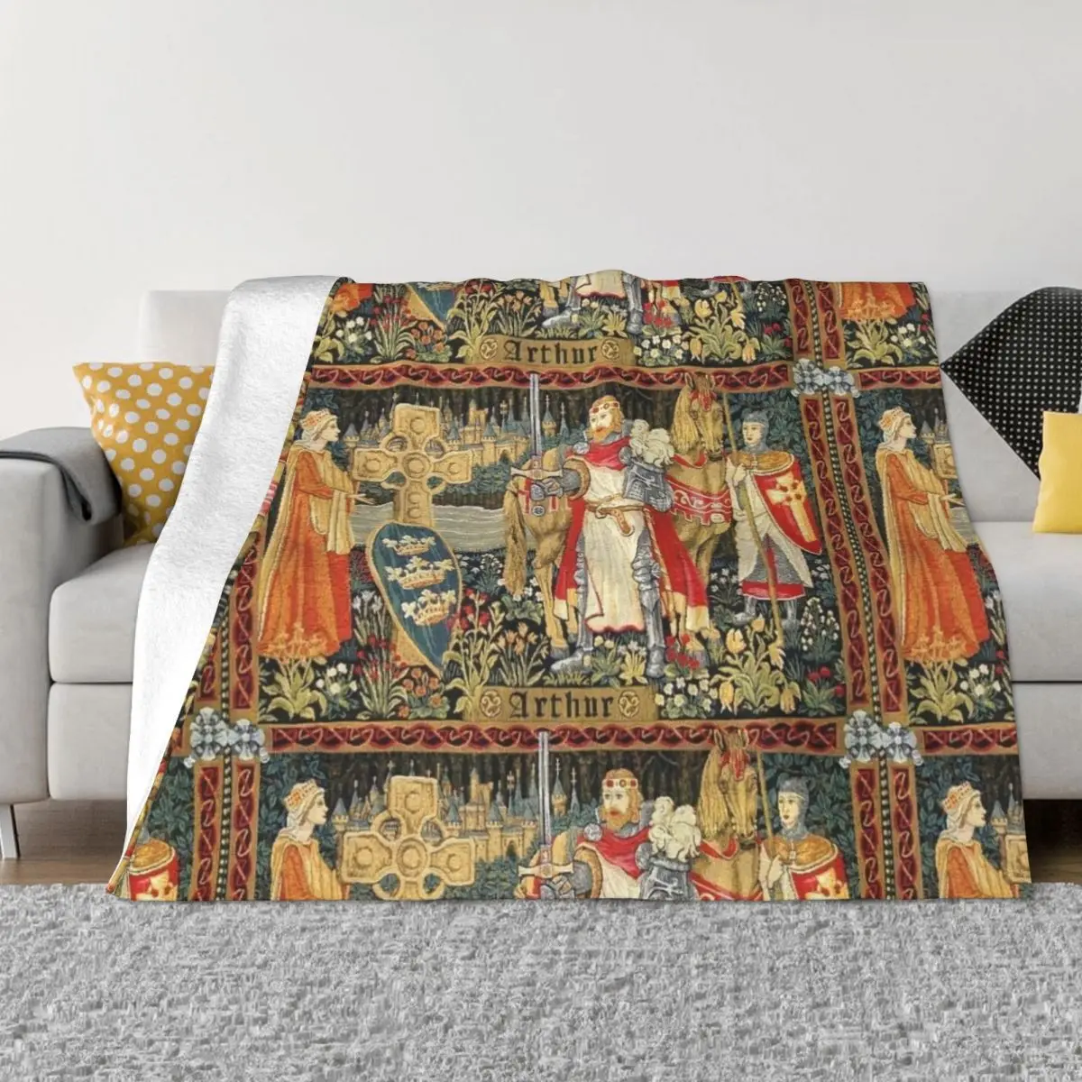 King Arthur Tapestry Excalibur Merlin Camelot Holy Grail Quest Throw Blanket for sofa Luxury St Bed Fashionable Blankets