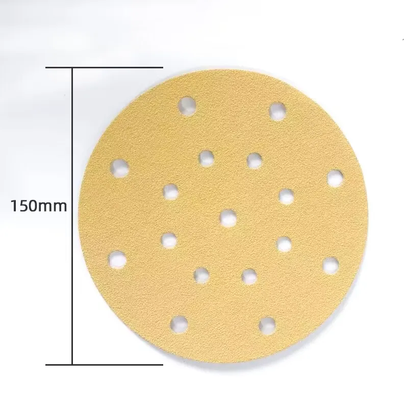 Noton 6-inch 17-hole yellow dry sanding paper auto paint putty sanding round flocking sand 150mm self-adhesive