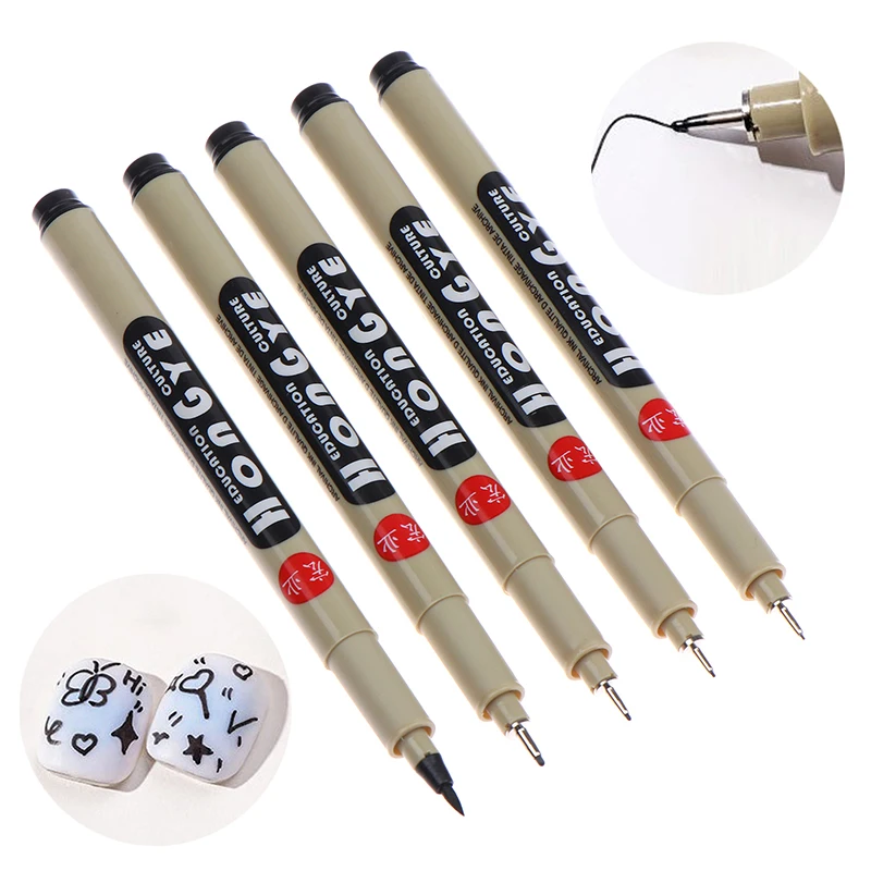 1pcs Nail Art Graffiti Pen Black Color UV Gel Polish Design Dot Painting Detailing Pen Brushes DIY Nail Art Adorn Tools