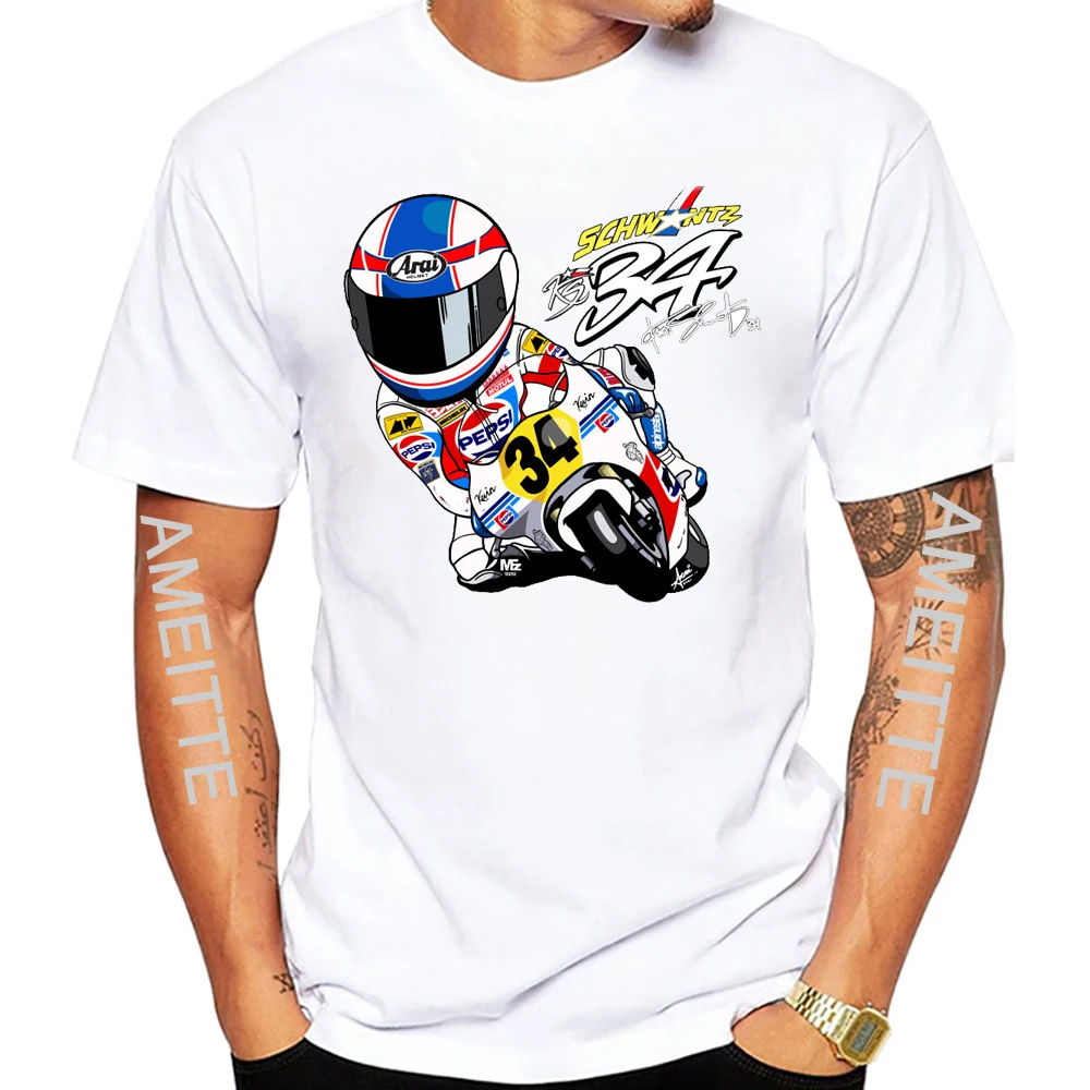 34 # كيفن شوانتز GP 2023 تي شيرت الصيف الرجال قصيرة الأكمام GS مغامرة موتو الرياضة بلايز عادية الأبيض رجل دراجة نارية متسابق تيز #6