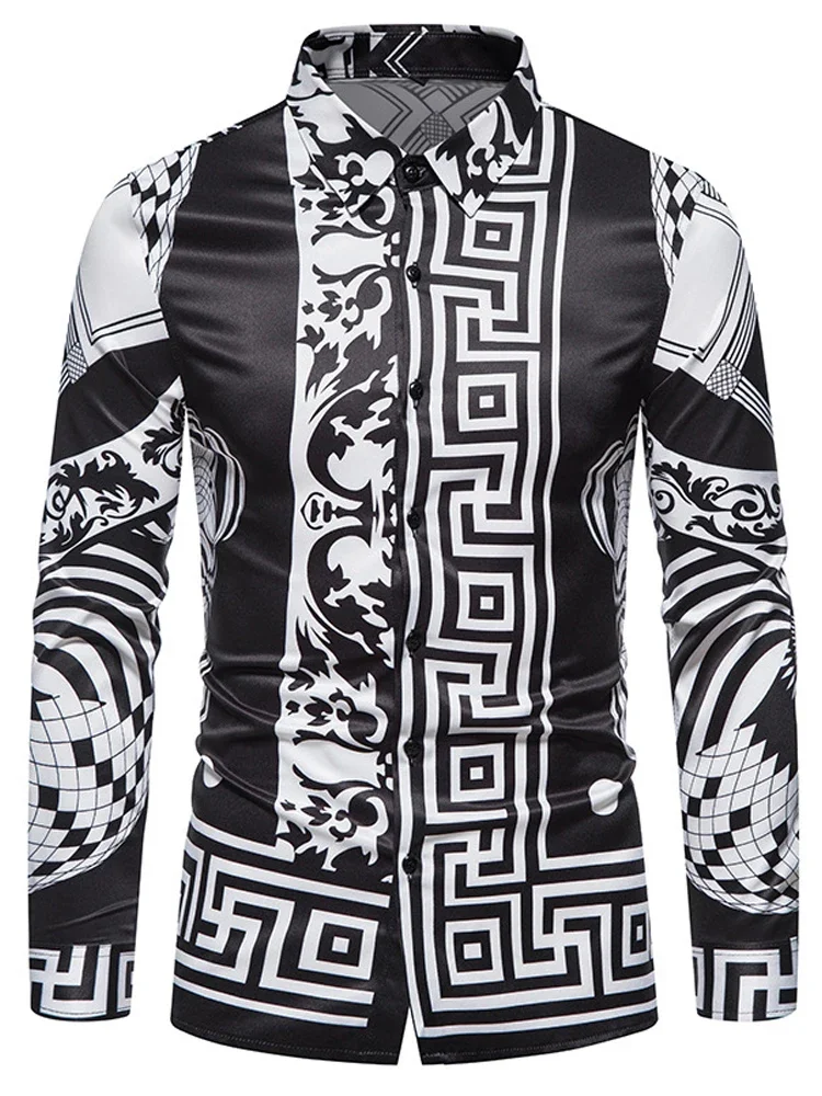 

Business Casual Plaid Mens Shirt Slim Social Party Clothes Boutique Fashion Print Men Long Sleeves Shirt