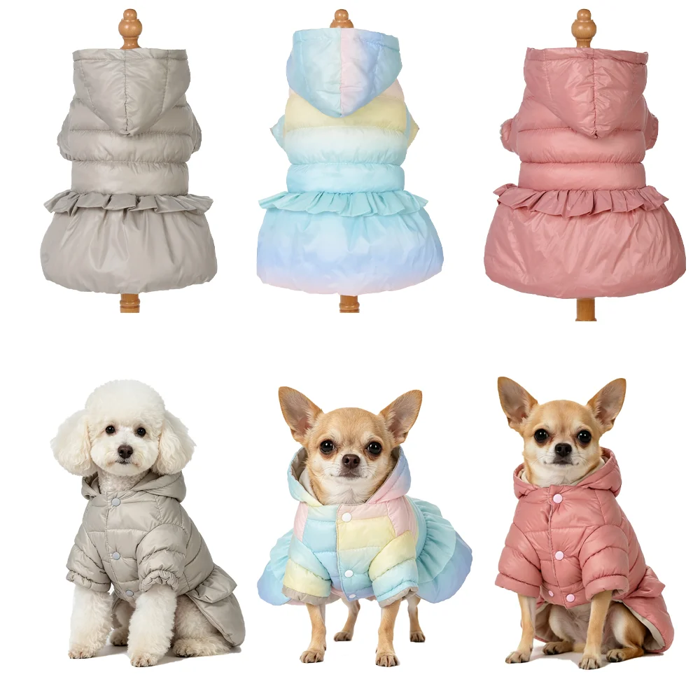 Winterwarme Hundejacke für kleine und mittelgroße Hunde, Katzen-Kapuzenmantel, wasserdichter Welpenpullover, Kostüm, Outfit für französische Bulldoggen