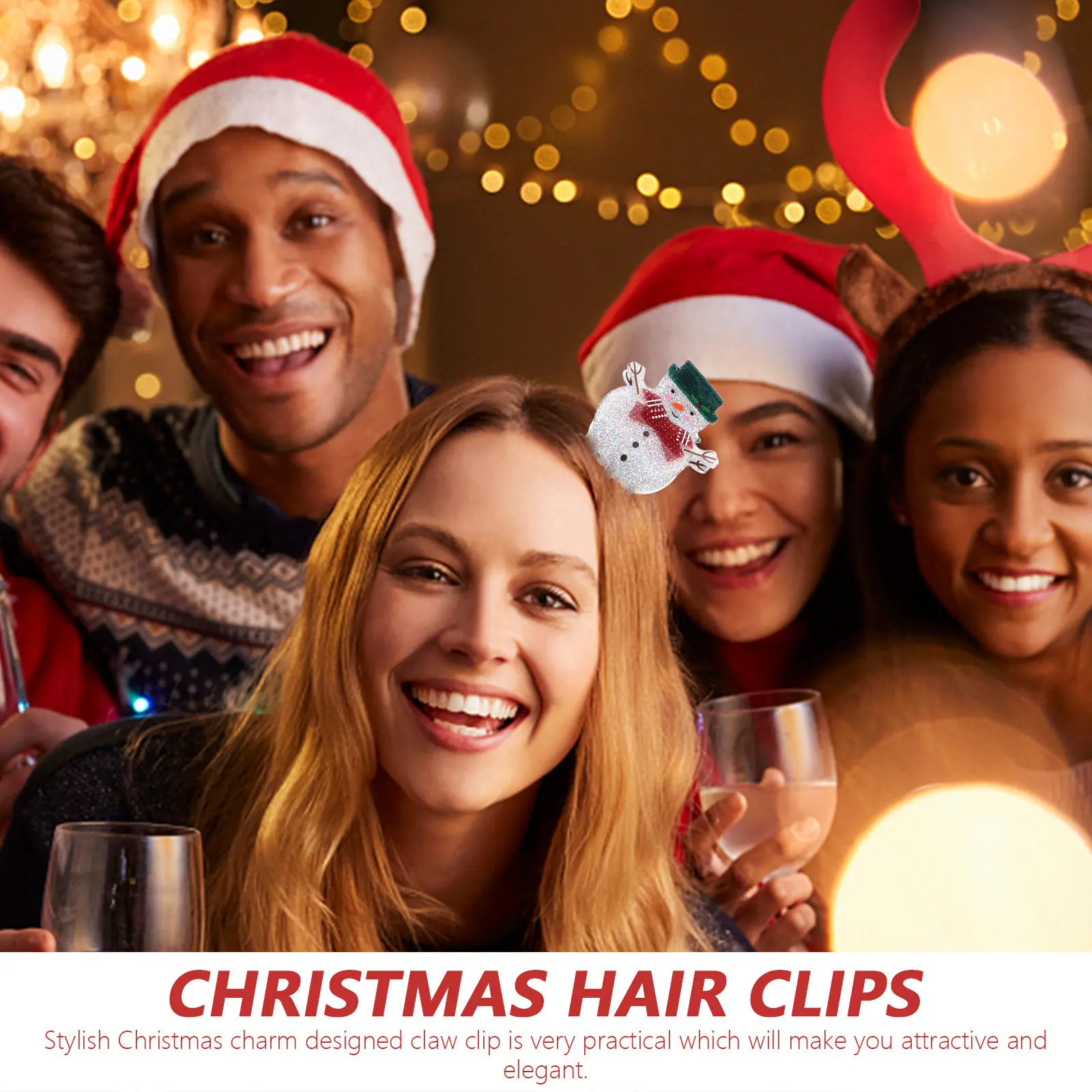 

Набор из 4 рождественских заколок для волос для женщин: маленькие заколки-крабики, праздничные аксессуары для волос, стильные праздничные заколки для повседневной носки, на день рождения