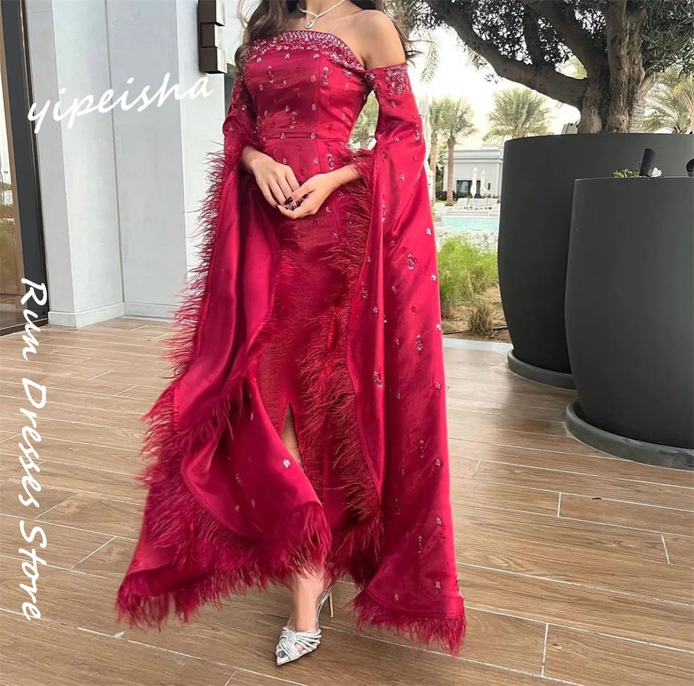 Customized Prom  Dress Yipeisha Elegant Off-the-shoulder Mermaid Sweep/Brush  Dresses Rhinestone s Vestidos De 15 E