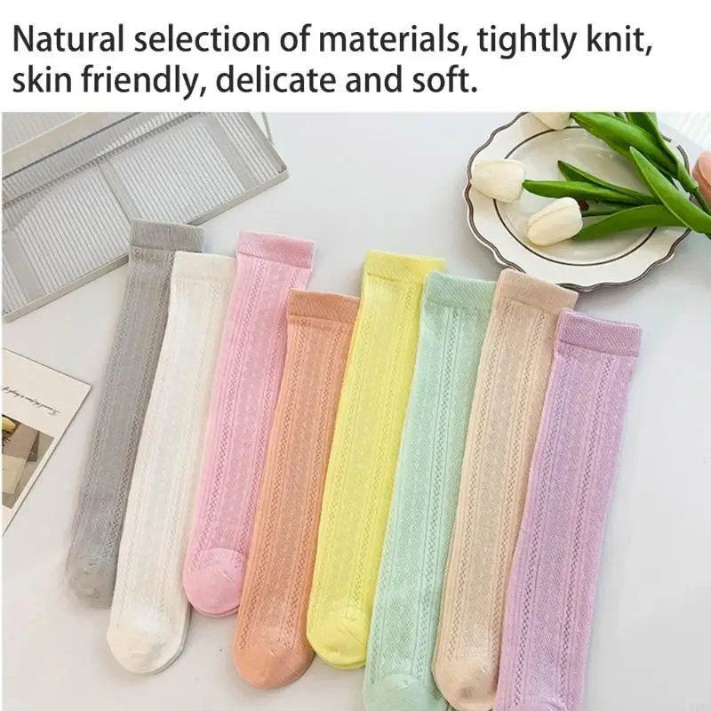 

95AE Breathable Spring Socks Cotton Kneehigh Socks School Student Stretchy Socks
