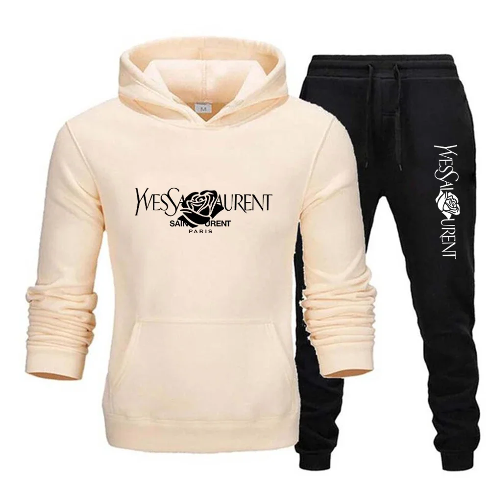 Trainingspakbroek voor heren Casual hoodies + lange broek 2-delige set Modeprint Outdoorkleding Sportjoggingkleding