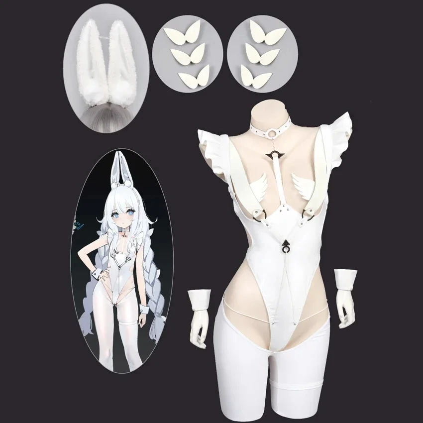 Game Azur Lane MNF Le Malin Cosplay Costume Women Sexy Leather Bodysuit Suit White Bunny girl Costume Halloween Carnival Clothes