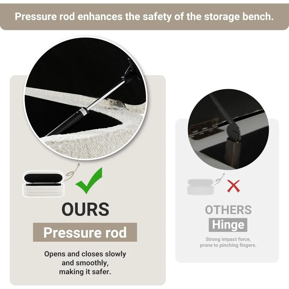 منجد تخزين النسيج مقعد عثماني 49.2 بوصة كبير الجمالية البيضاوي غرفة نوم نهاية السرير تخزين الأثاث لغرفة المعيشة #5