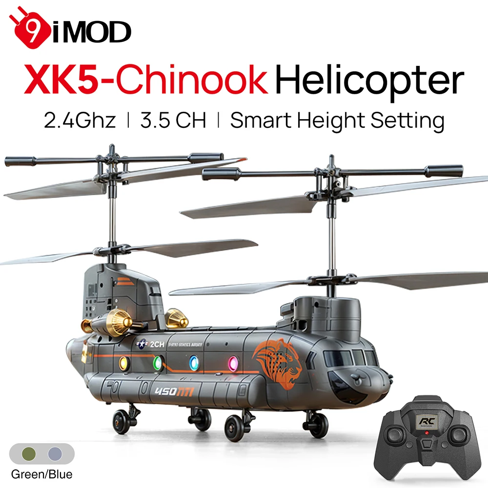 

RC Helicopter XK5 Chinook Remote Control Aircraft 3.5CH 2.4G Smart Height Setting Simulation Four-Rotor Fighter Children Toy