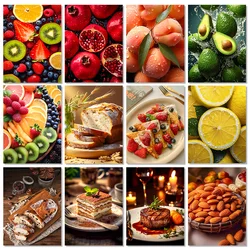 5D DIY Food Diamond Painting Fruit Coffee Bread Full Diamond Mosaic Embroidered Landscape Cross Stitch Set Art Home Decoration