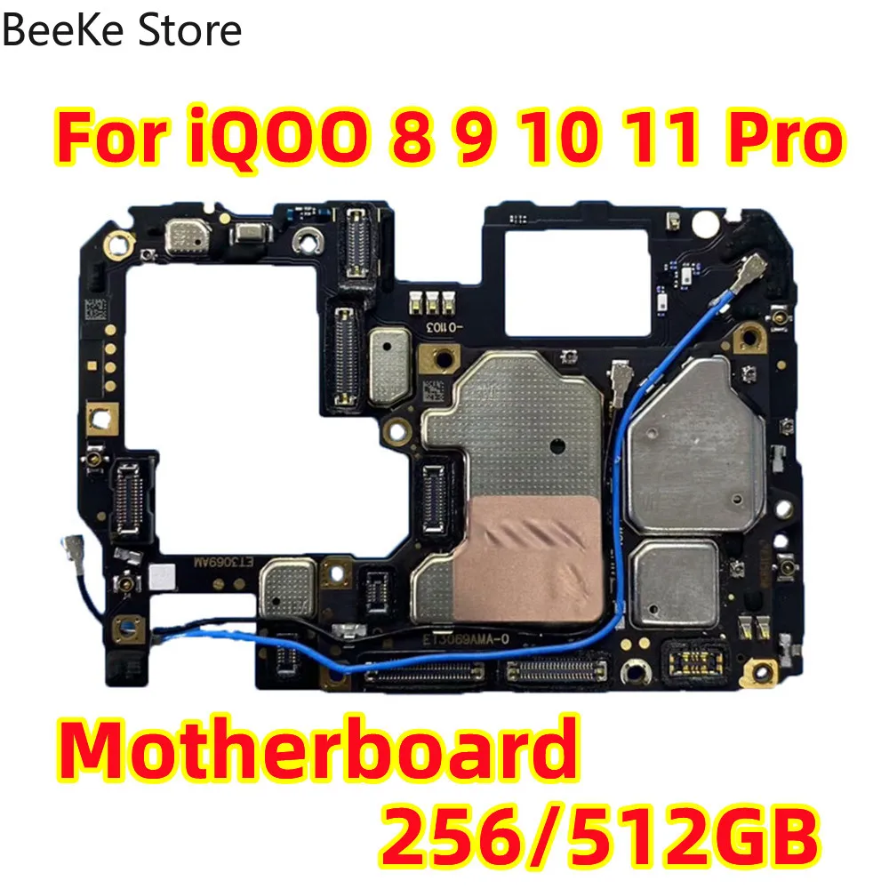 

Mainboard Original For iQOO 11 10 9 8 Pro Main Motherboard Logic Chip Board Circuits Unlocked Work 256/512GB Replacement Parts