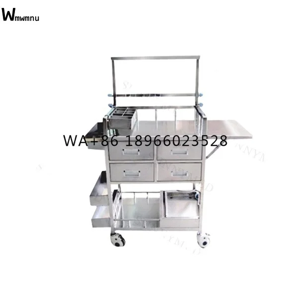 

SY-R043 Medicine Wound care car stainless steel Trolley Cart Luxury Hospital multifunctional nursing cart trolley