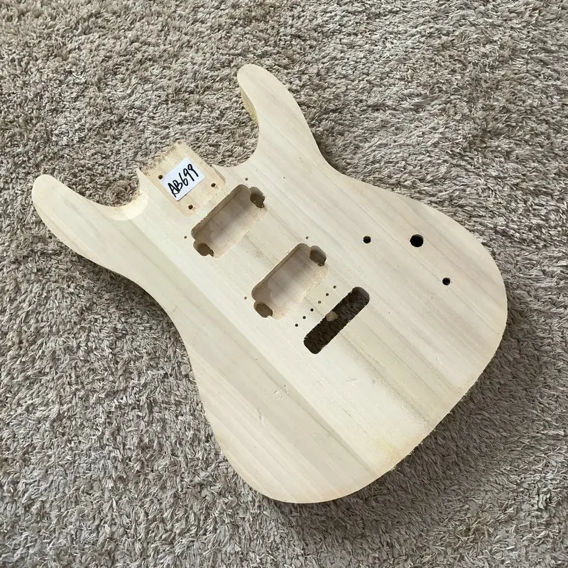 ST Guitar Body Natural Solid Basswood Unfinished Electric Guitar HH Pickups 6 Screws Fixed Tremolo for DIY Replace  AB699