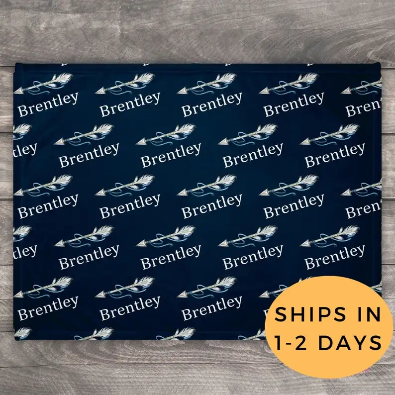 

Arrow Blanket, Boho Baby Blanket, Personalized Baby Boy Blanket, Woodland Blanket, Customized Name Blanket, Car Blanket, Strolle