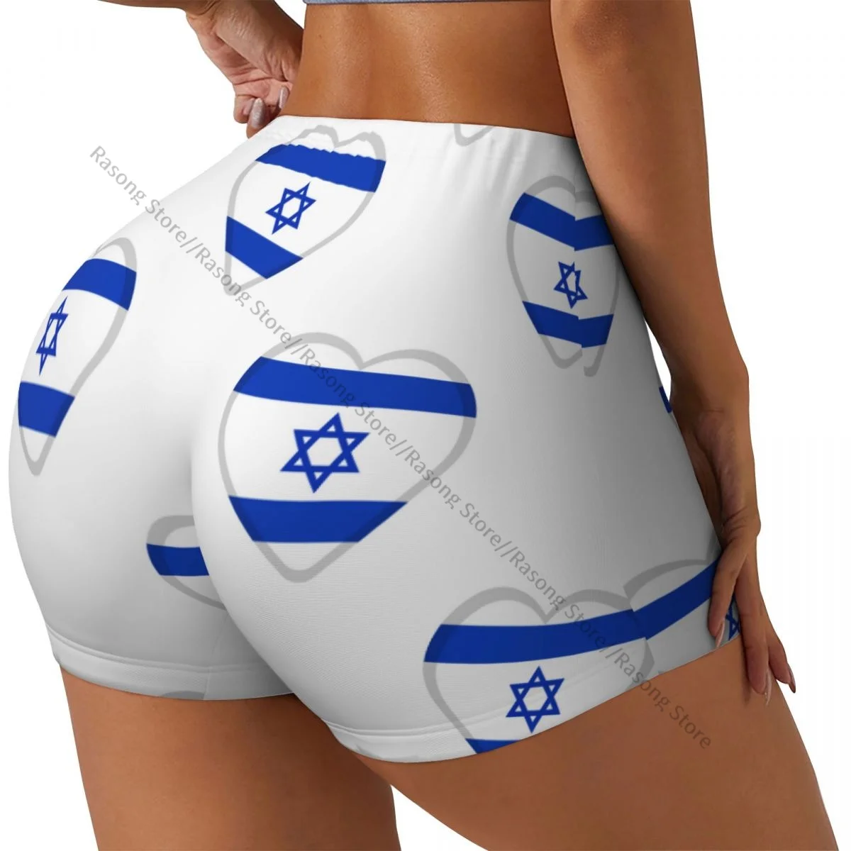 

Women's Yoga Shorts Hearts With Israel Flag Scrunch Booty Butt Lifting Comfort Fitness Gym