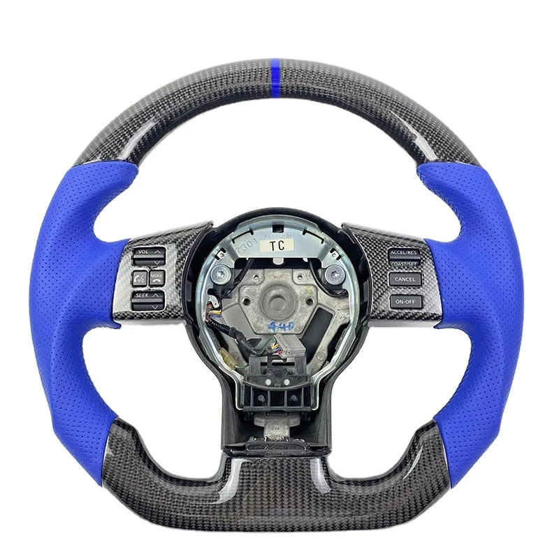 

FOR NISSAN 370Z 350Z 350z GTR R35 FORGED CARBON STEERING WHEEL WITH CUSTOMIZED RED STRIPE STITCHING Without airbags