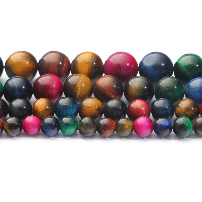 

Fashion Natural Colorful Tiger Eye Loose Space Round Stone Beads For Jewelry Making DIY Bracelet Necklace Accessories