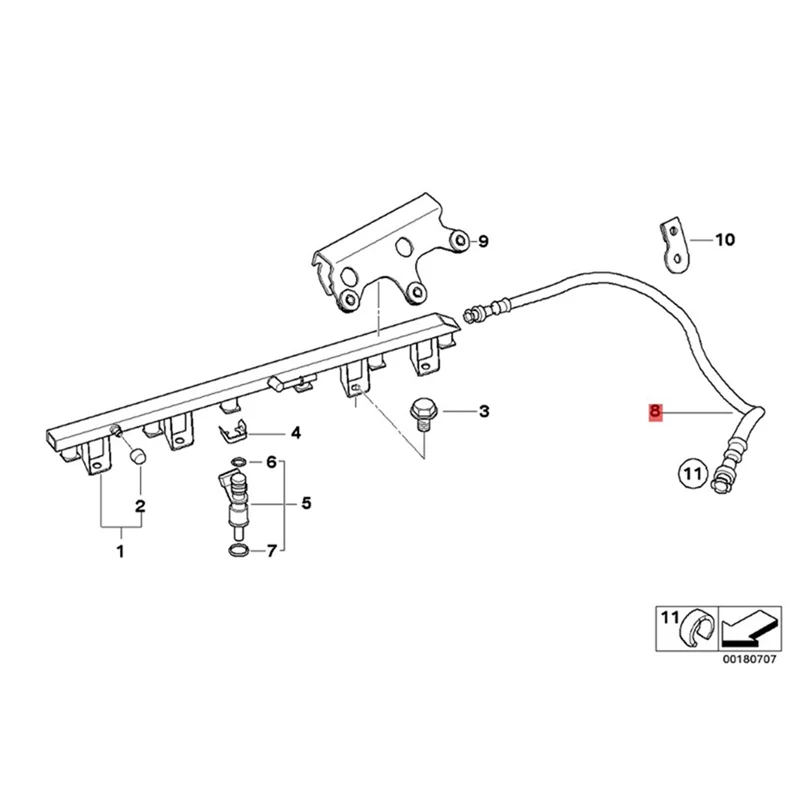 

Superior-Fuel Hose Inlet To Fuel Rail 13537560586 For BMW E90 325I 325Xi E91 E92