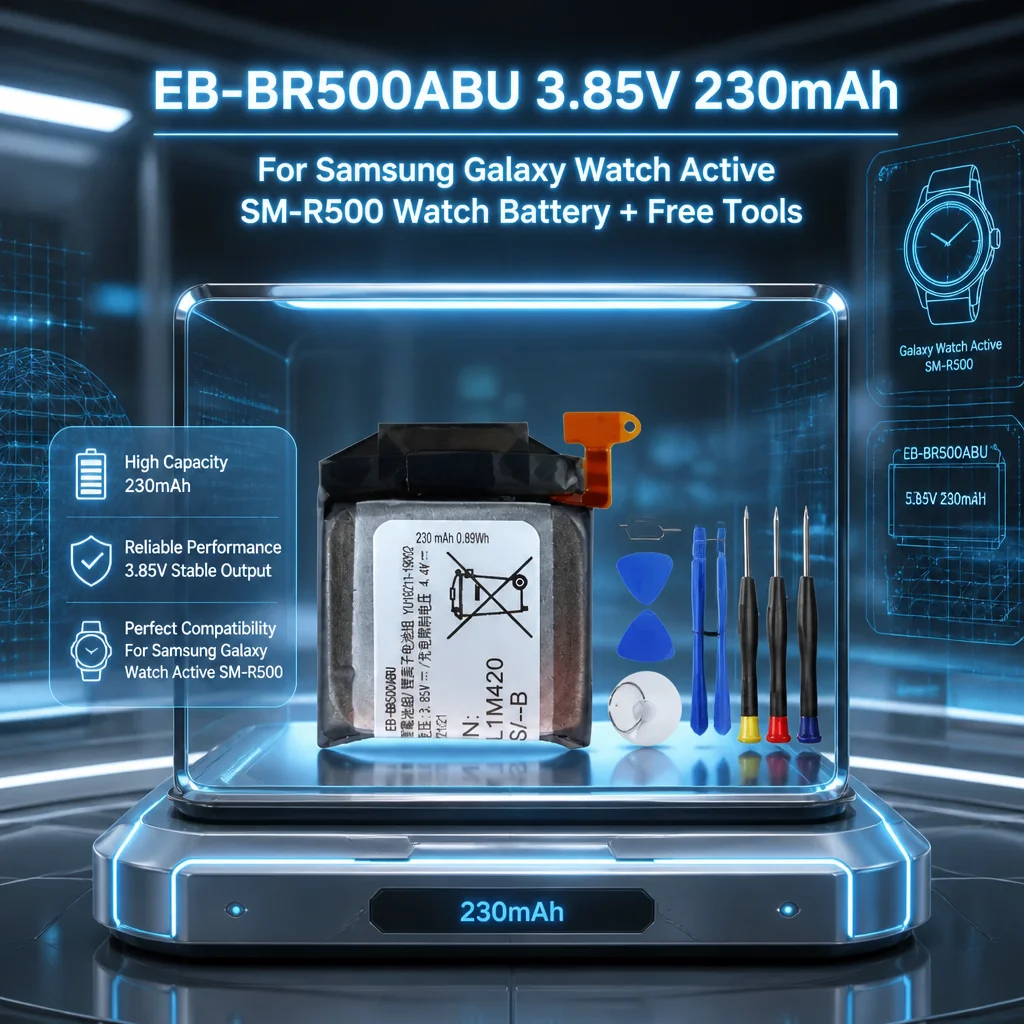 

Hot Sale New EB-BR500ABU 3.85V 230mAh Replacement Battery for Samsung Galaxy Watch Active SM-R500 Watch Battery + Free Tools