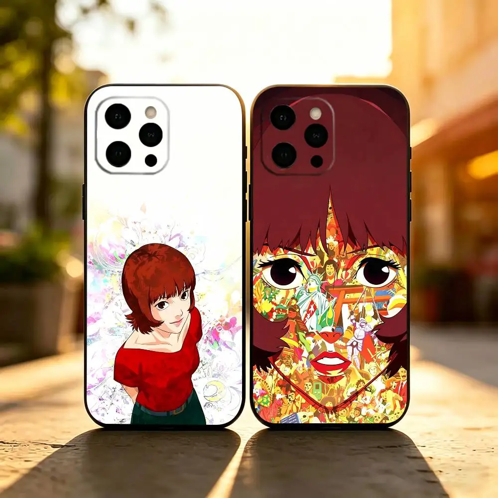 Funda de Silicona Suave Negra con Diseño de Anime P-Paprika Atsuko Chiba para iPhone 17 16 15 14 13 12 11 X XR Plus Pro Max Plus