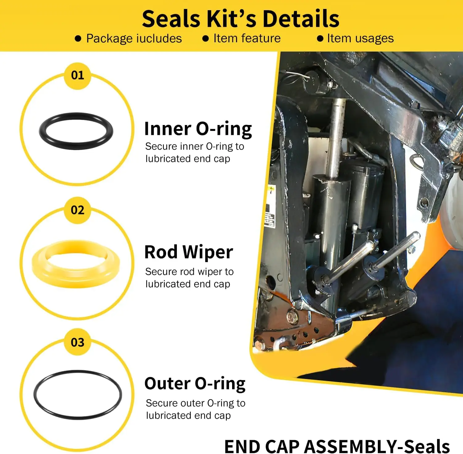 TML se adapta al kit de reconstrucción de sellos de cilindro de inclinación de ajuste de fuerza Mercury Mariner, reemplaza 813432 Kit de reparación de cilindros A3